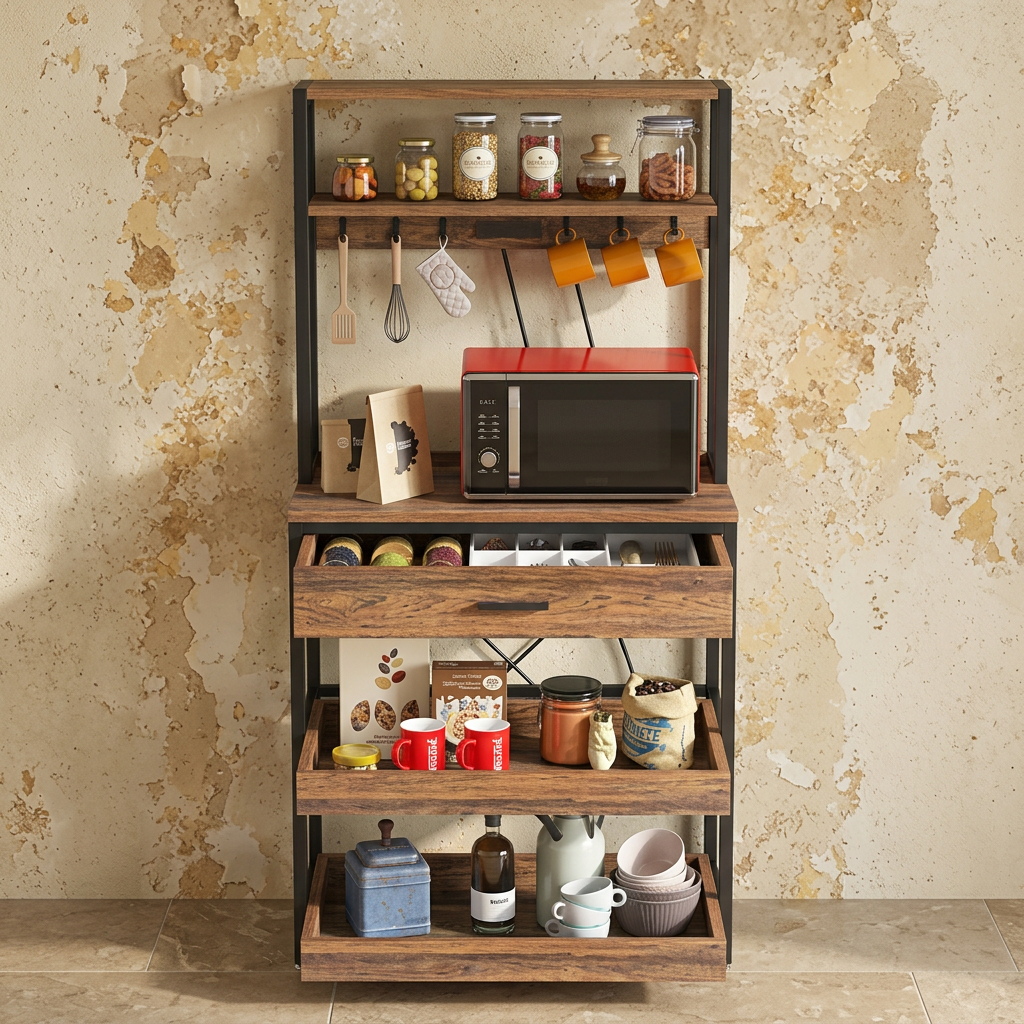 رف المطبخ بزاوية أمامية مستقيمة