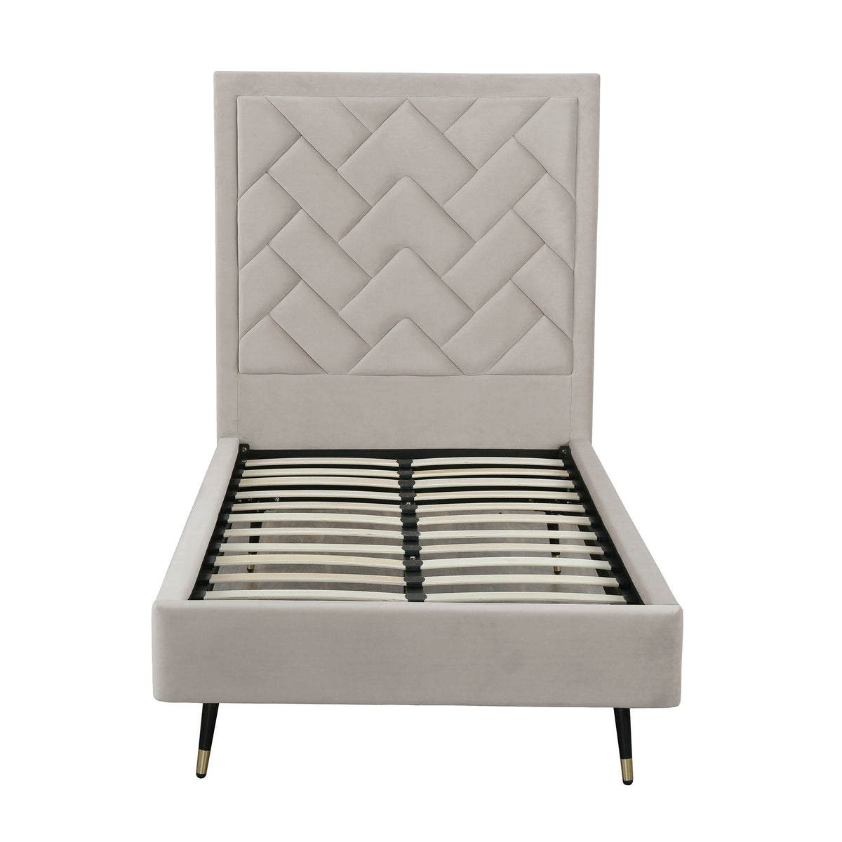 Upholstered Bed with Headboard and Slats - Multiple Colors