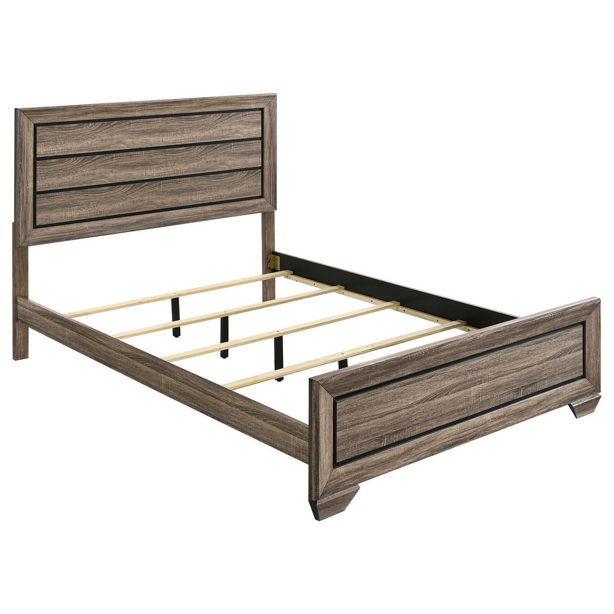 Oatfield Panel Bed with Slatted Design - Dark Brown
