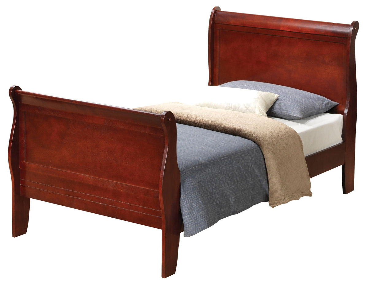Panel Sleigh Bed with Classic Wood Design - Multiple Colors