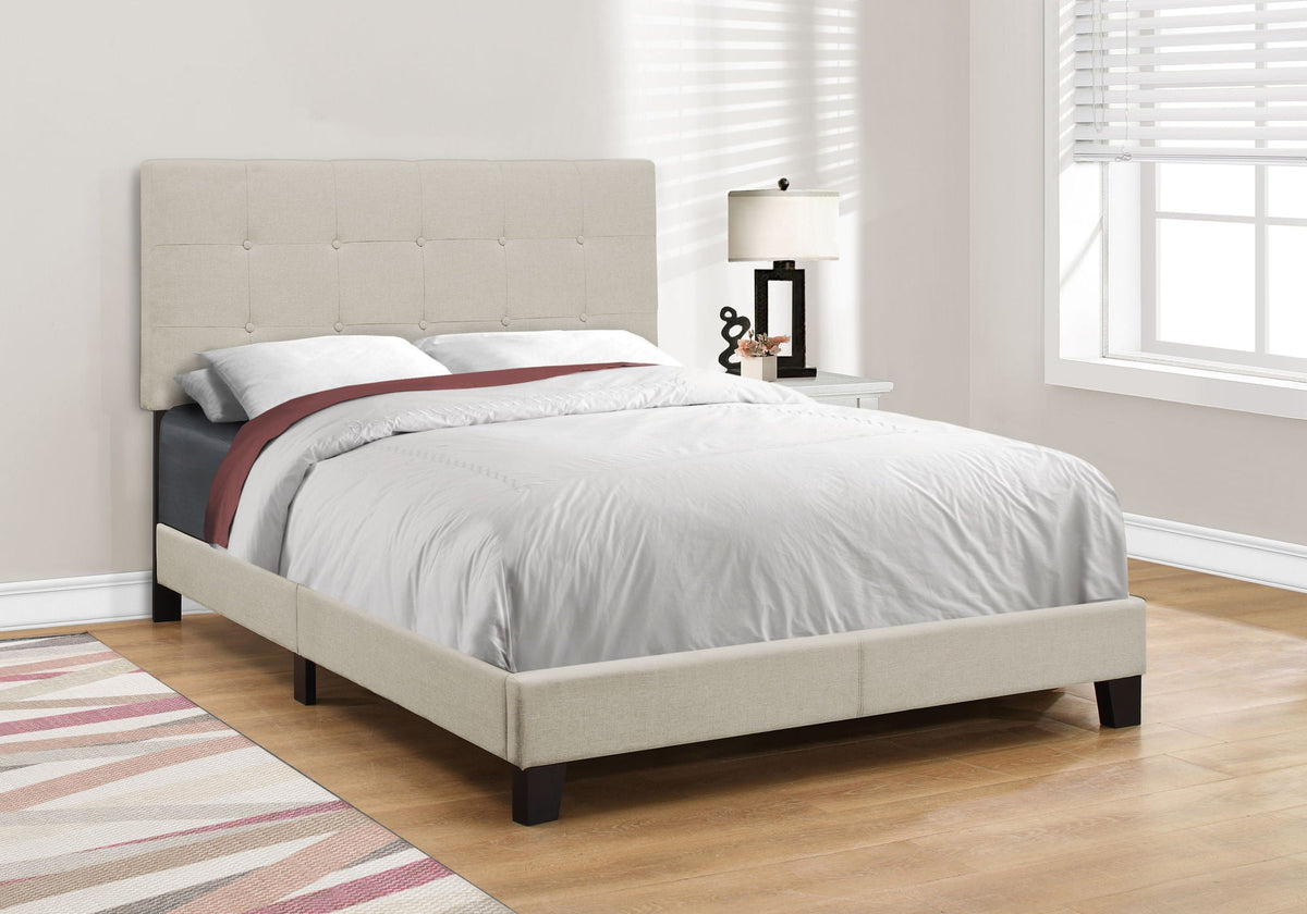 Transitional Upholstered Bed Frame with Tufted Fabric - Multiple Colors