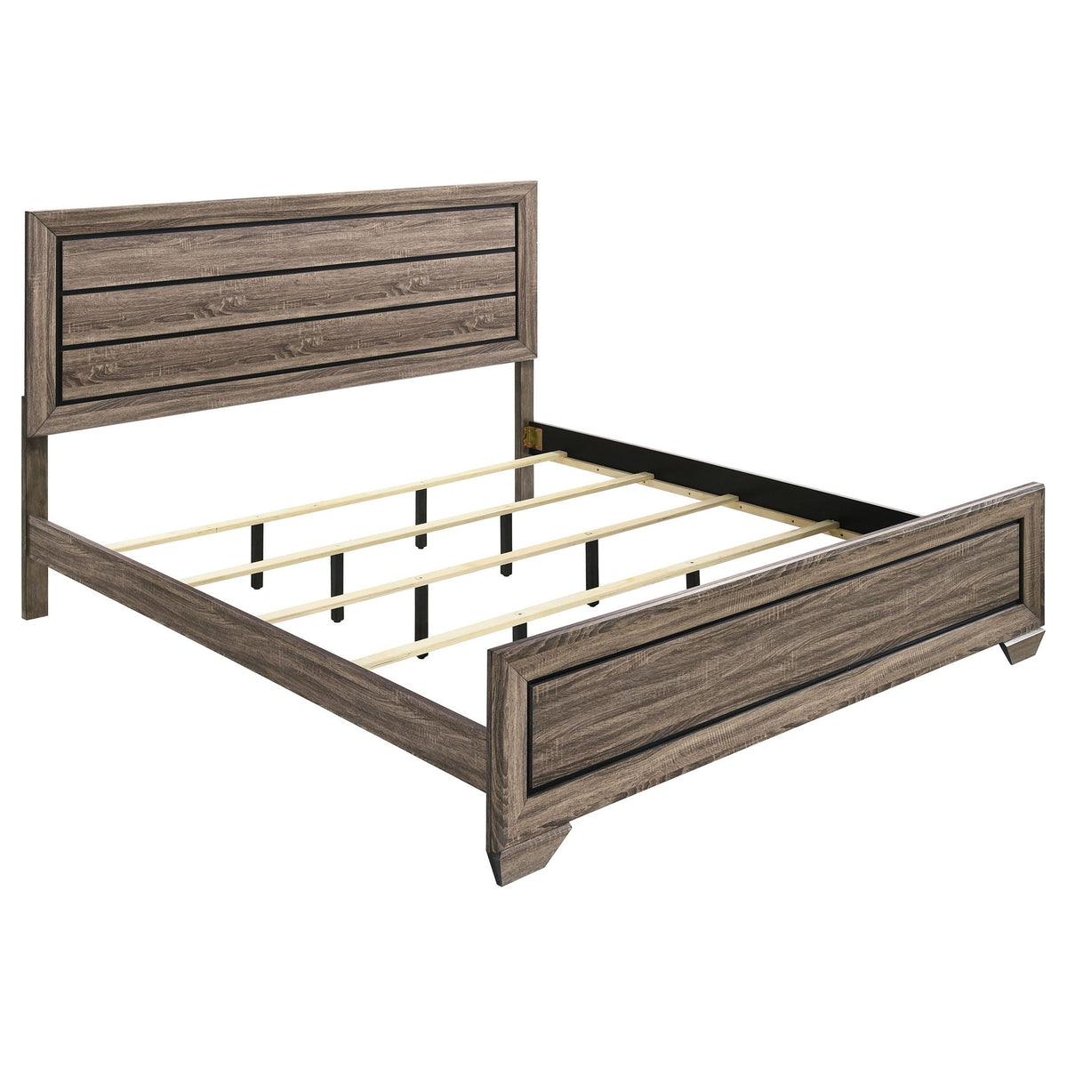 Oatfield Panel Bed with Slatted Design - Dark Brown