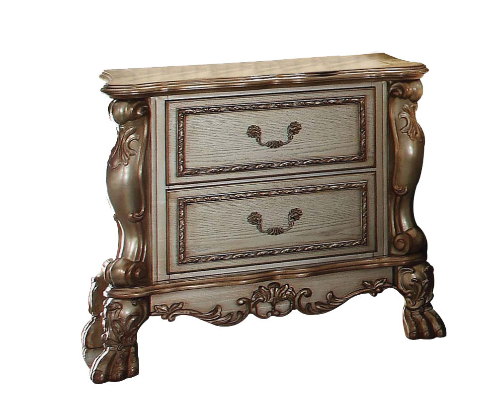 Vintage Wood Accent Nightstand with Elegant Storage - Gold or White