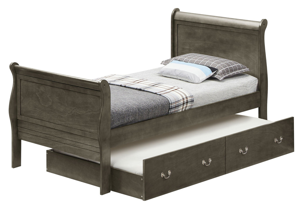 Elegant Trundle Bed with Sleigh Design and Storage - Multiple Colors