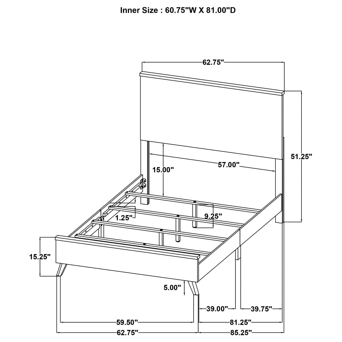 Natural Queen Panel Bed with 3D Paper Veneer - Fraser