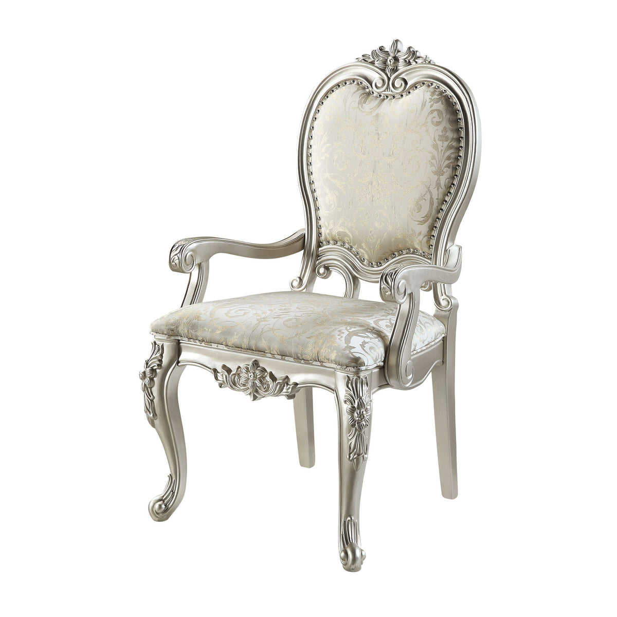 Bently Arm Chair Set of 2 with Cushioned Seat and Wood Frame - Champagne