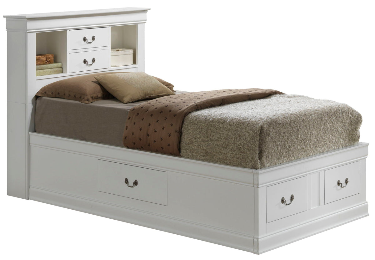 Traditional Style Bookcase Storage Bed with Storage Drawers - Multiple Colors