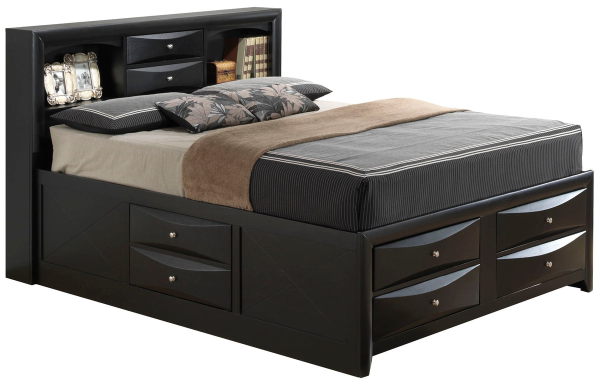 Modern Design Storage Bed with Bookcase Headboard - Multiple Colors