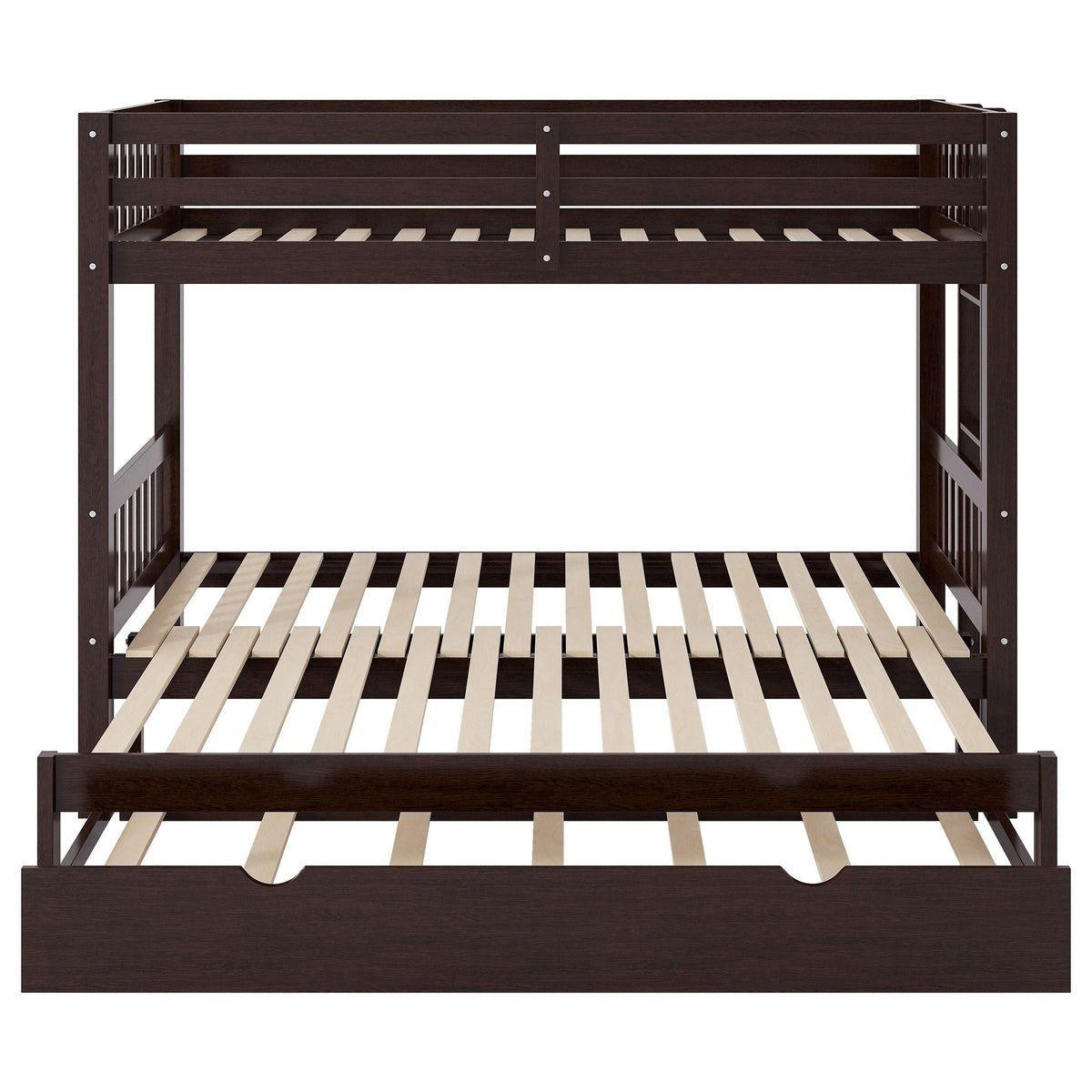 Smooth Mobility Bunk Bed With Trundle and Storage Stairs - White or Dark Brown
