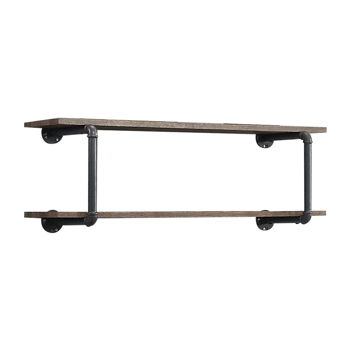 Antique Oak Wall Rack with 2-Tier Storage - Oak