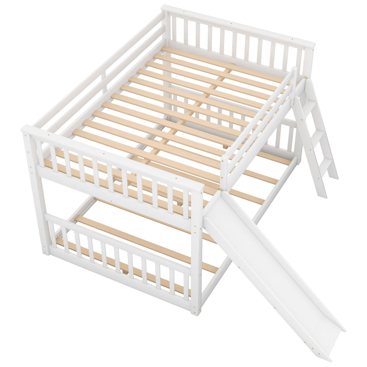 Bunk Bed with Convertible Slide and Ladder - White or Dark Gray