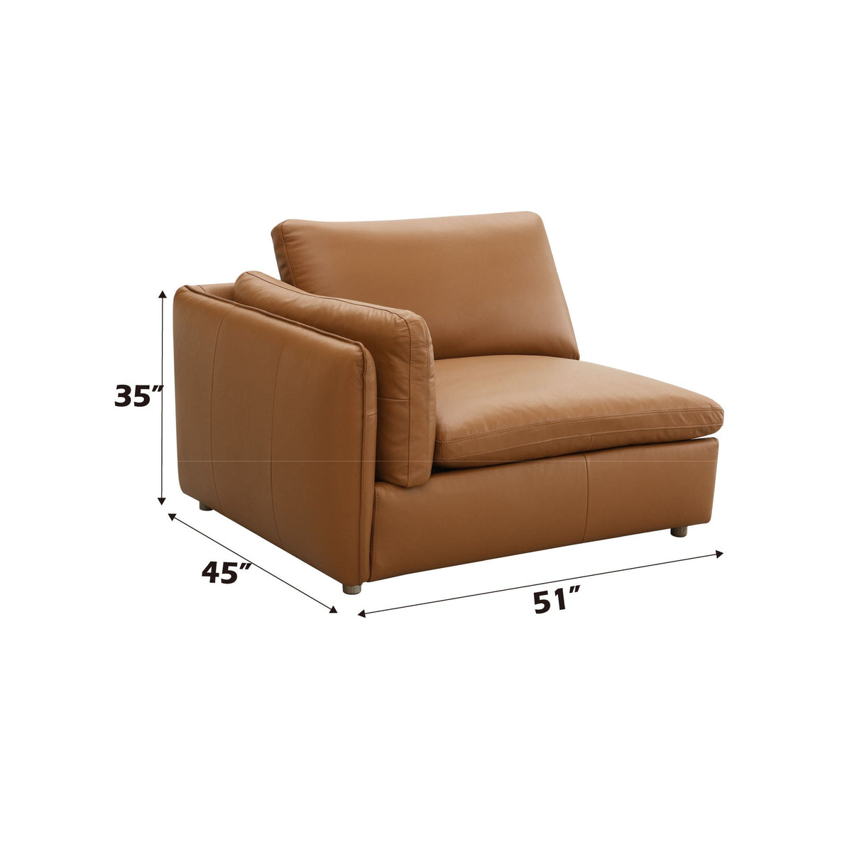 Brighton Top Grain Leather Modular Sectional with Ottoman - Light Brown