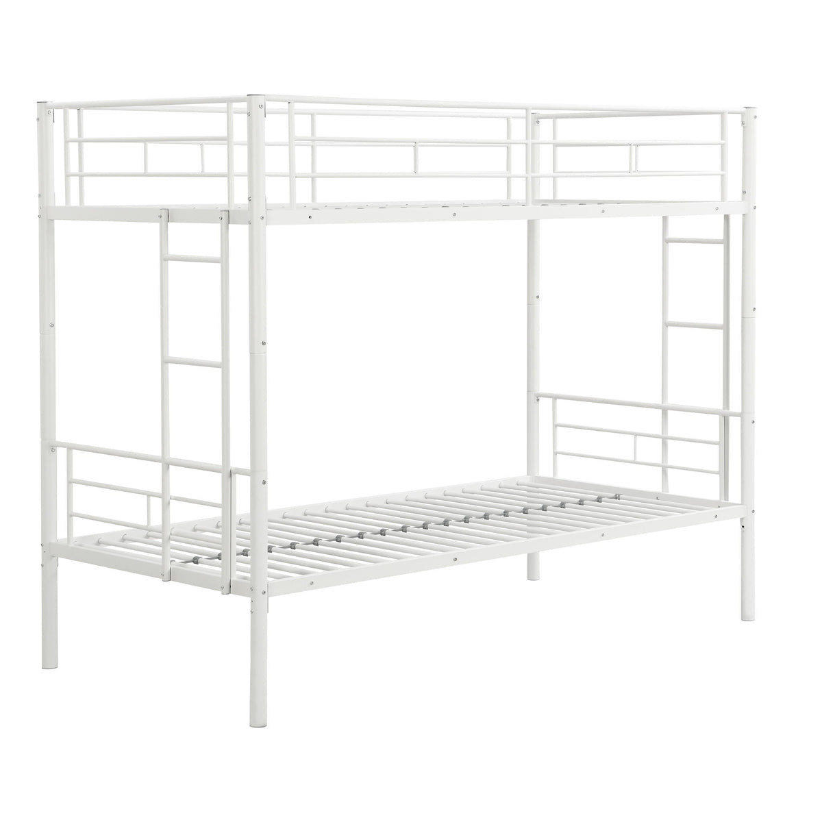Metal Twin Over Twin Bunk Bed with Sturdy Steel Frame - Black, White, Gray, Pink