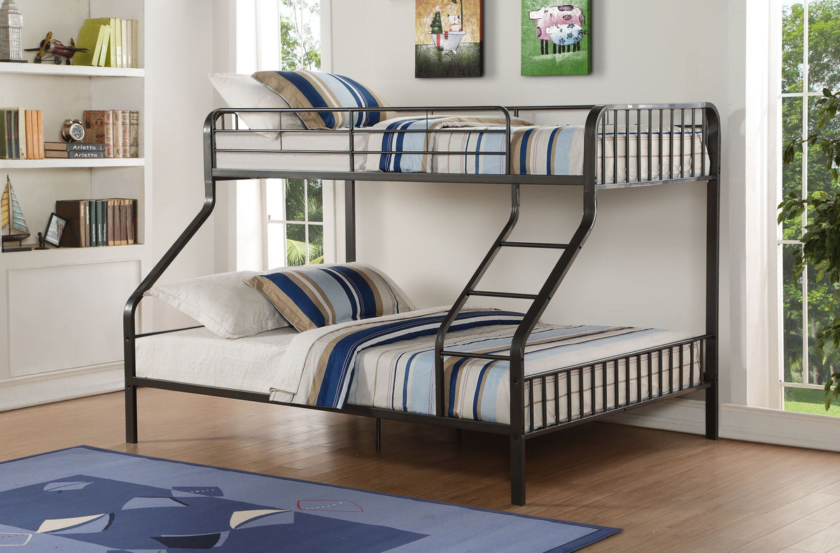 Caius Twin Long Queen Bunk Bed - Gunmetal