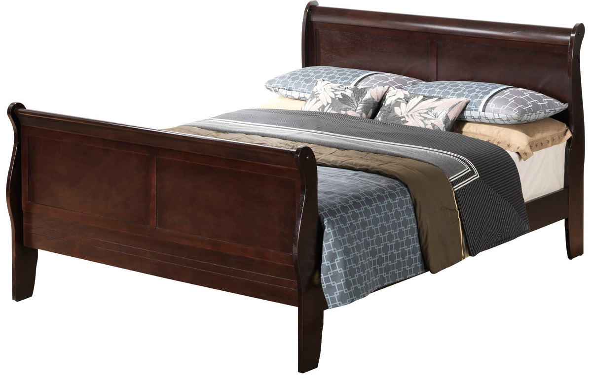 Panel Sleigh Bed with Classic Panel Design - Dark Brown or Light Brown