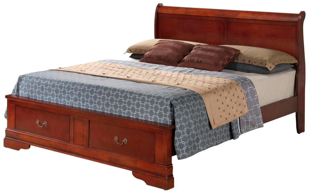 Upholstered Panel Sleigh Storage Bed with Dove Tail Drawers - Multiple Colors