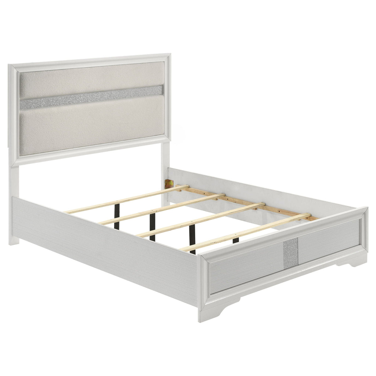 Panel Bed with Upholstered Headboard and Storage Option - White or Black