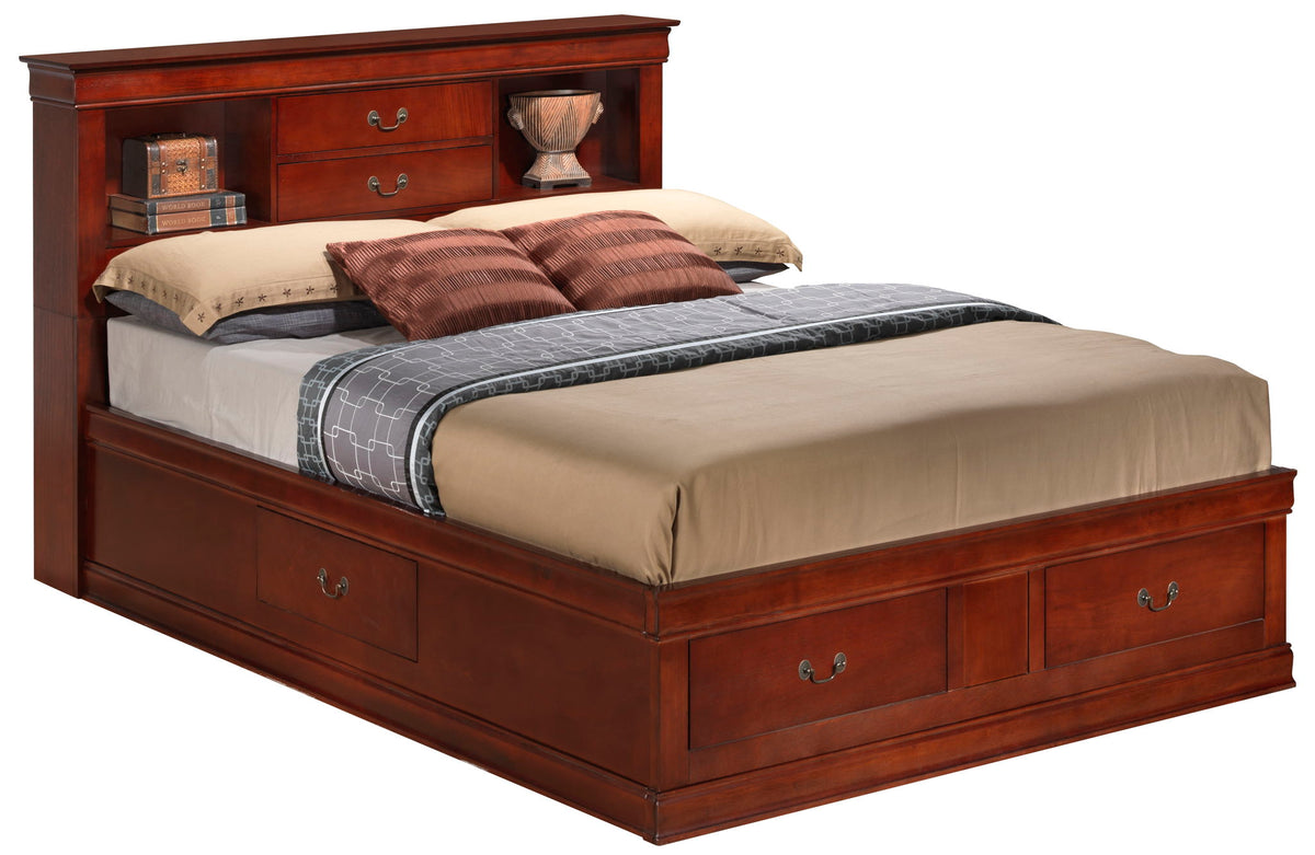Traditional Style Bookcase Storage Bed with Storage Drawers - Multiple Colors