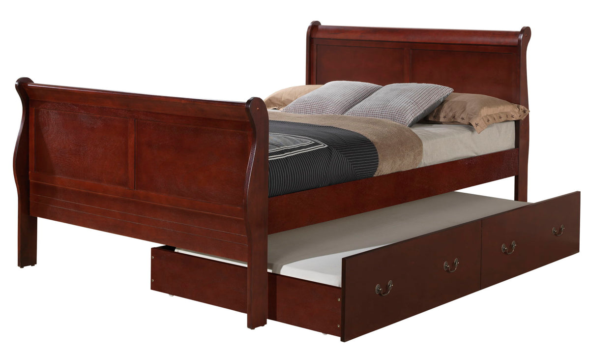 Elegant Trundle Bed with Sleigh Design and Storage - Multiple Colors