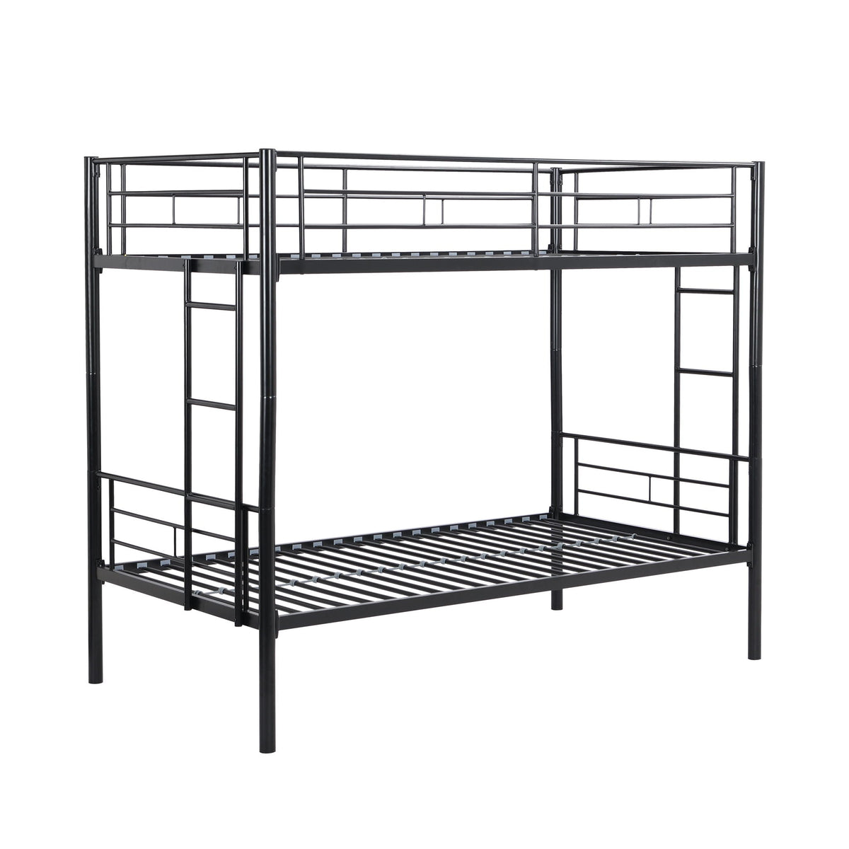 Metal Twin Over Twin Bunk Bed with Sturdy Steel Frame - Black, White, Gray, Pink