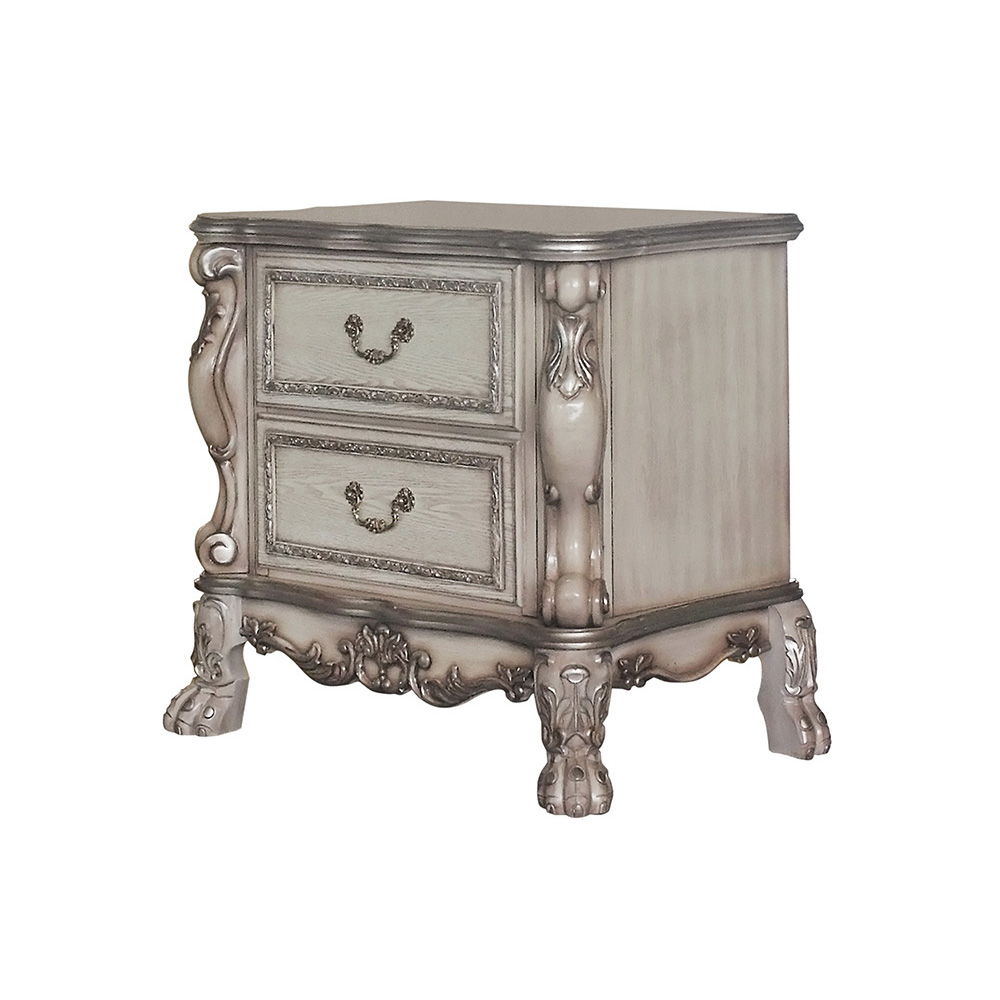 Vintage Wood Accent Nightstand with Elegant Storage - Gold or White