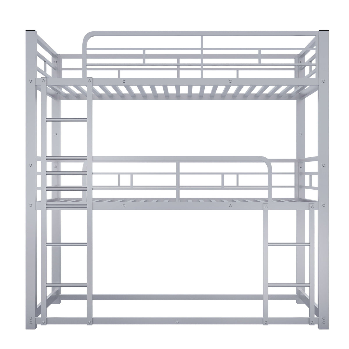 Triple Bunk Bed with Sturdy Metal Frame and Space-Saving Design - Black or Pearl Silver
