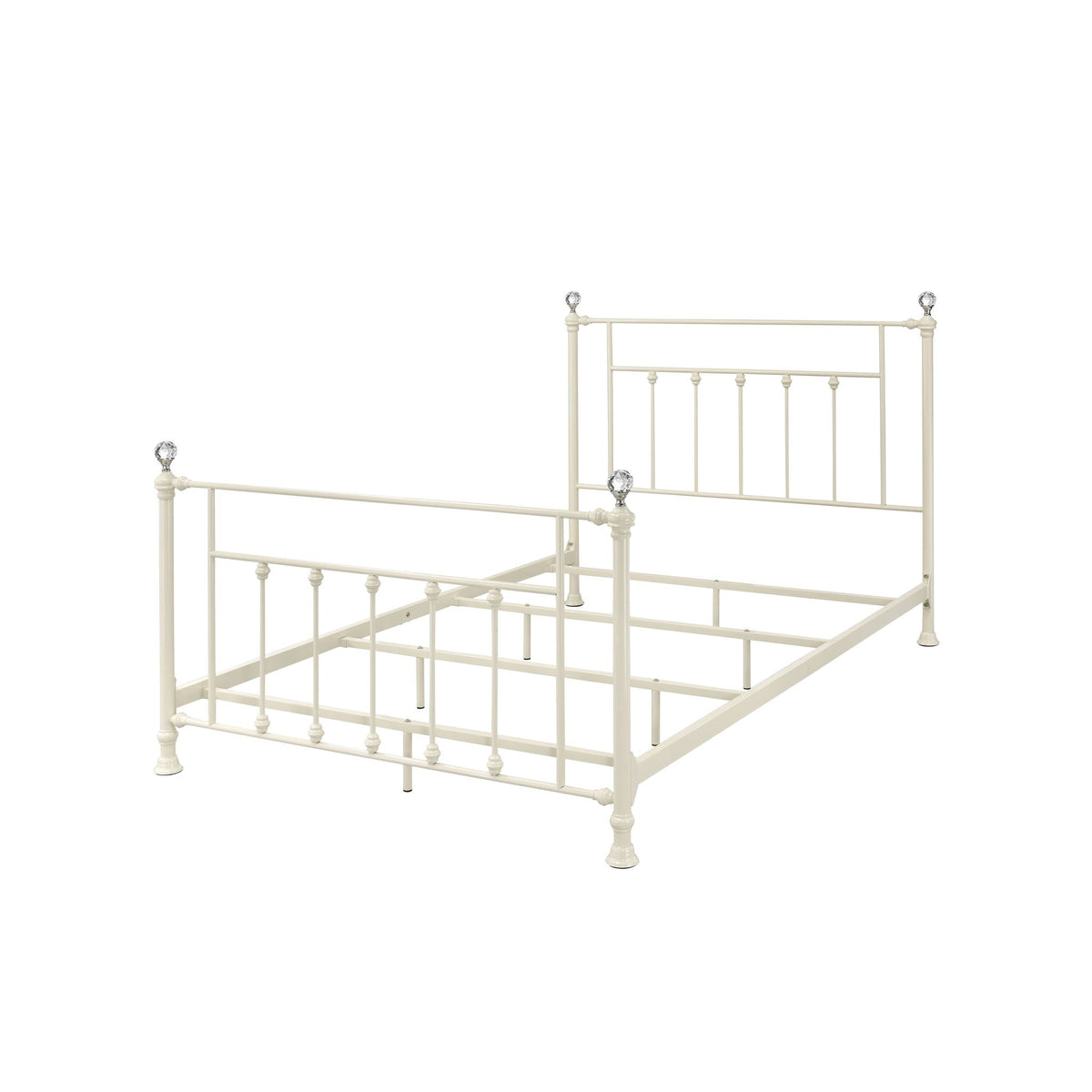 Comet Bed with Elegant Spindle Design - Metal Panel Bed - White