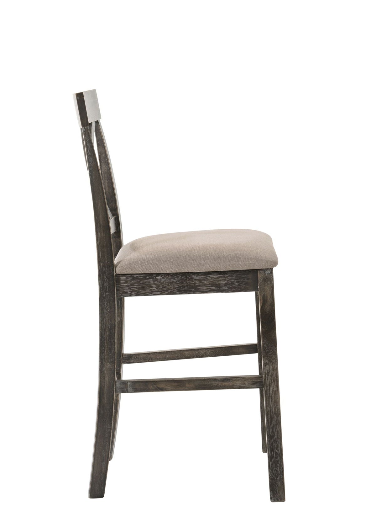 Weathered Counter Height Chair Set of 2 with Linen Seat - Gray / Tan