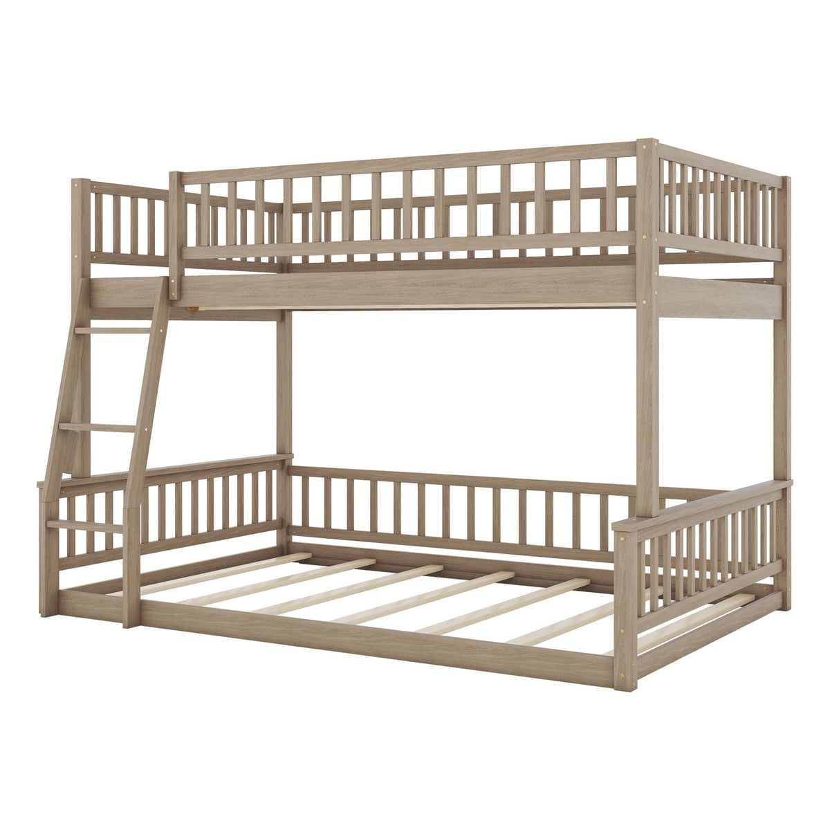 Bunk Bed With Ladder and Guardrails - Solid Pine Construction