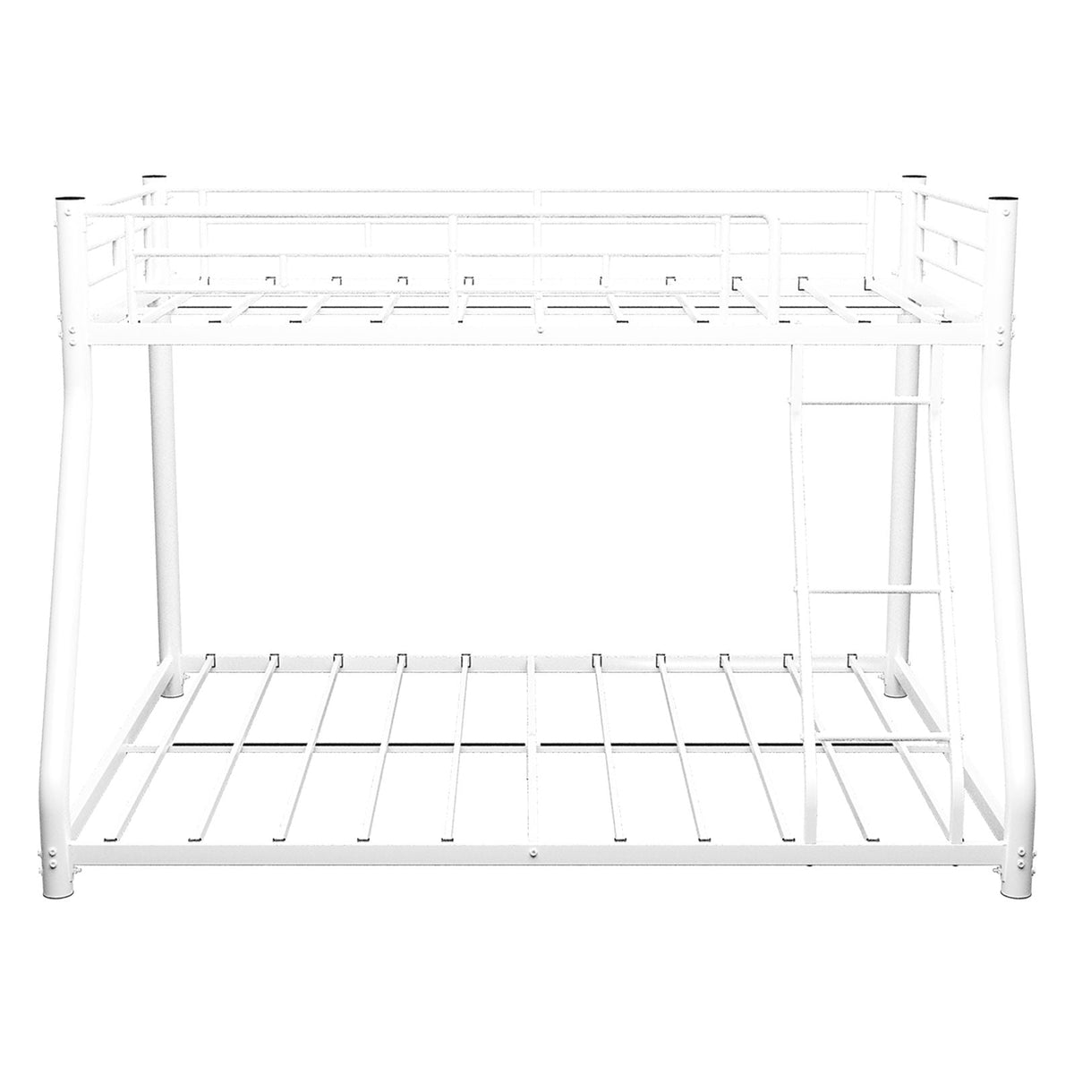 Metal Bunk Bed Frame with Ladder and Guardrail - Twin Over Full