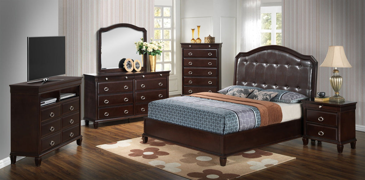 Transitional Panel Bed with Timeless Design - Dark Brown