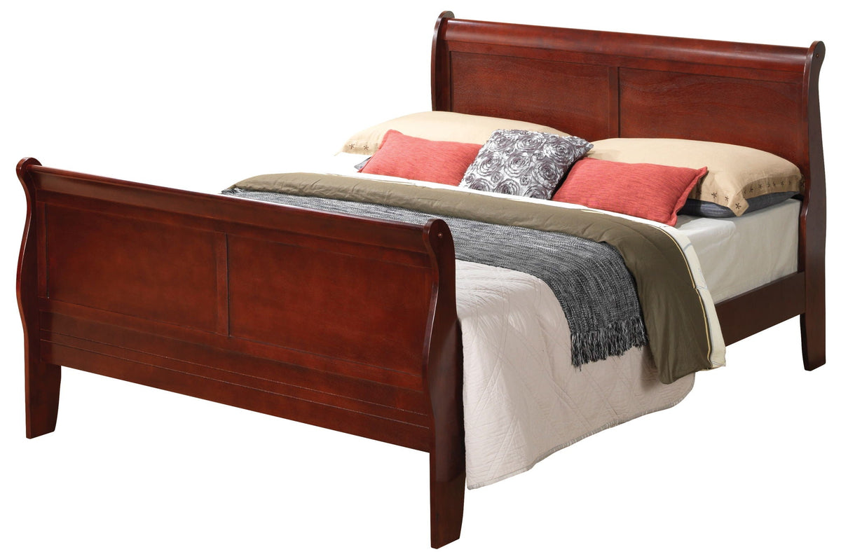 Panel Sleigh Bed with Classic Wood Design - Multiple Colors