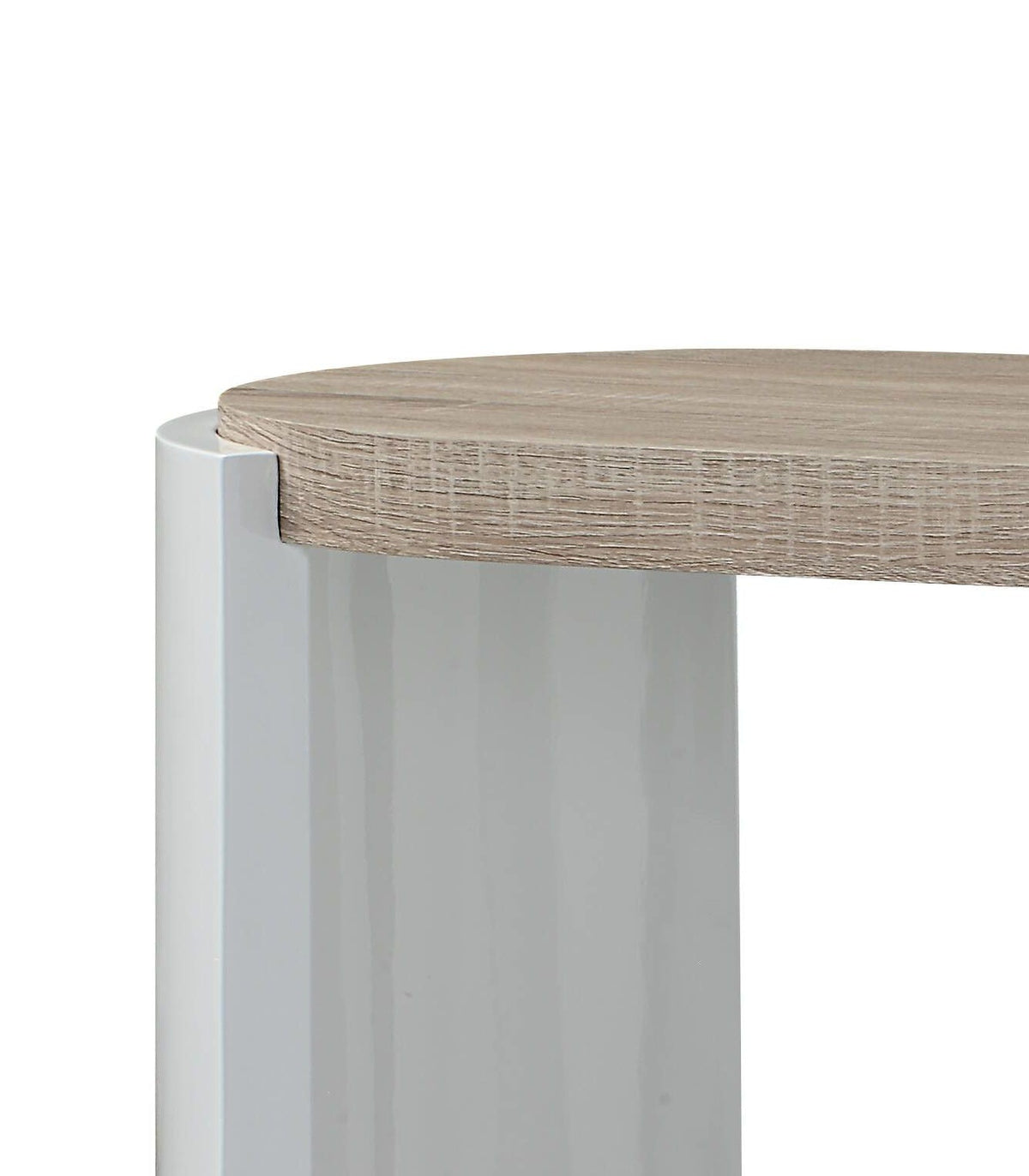 Zoma High Gloss Sofa Table with Storage Shelf - Oak / White