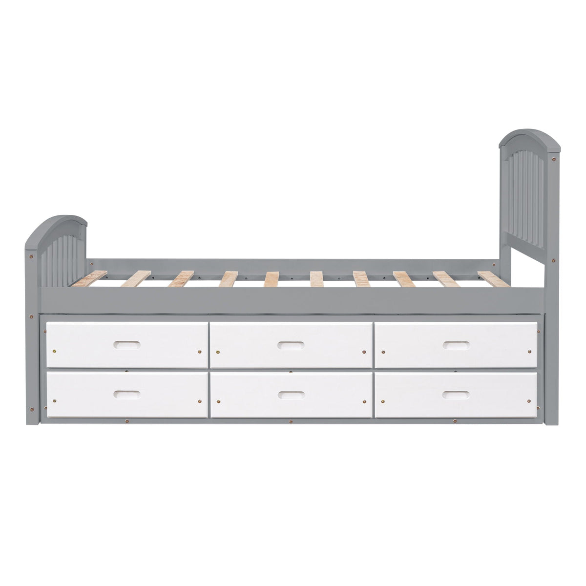 Solid Wood Twin Storage Bed with 6 Drawers - Multiple Colors