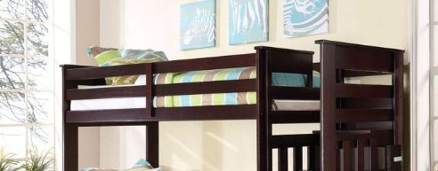 Espresso Twin/Twin Bunk Bed with Trundle Storage and Five-Drawer Ladder