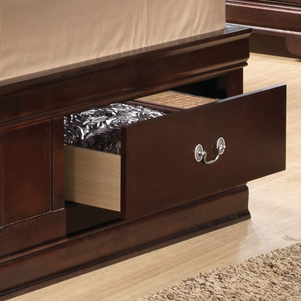 Dark Brown Bookcase Storage Bed with Ample Storage - Classic Design