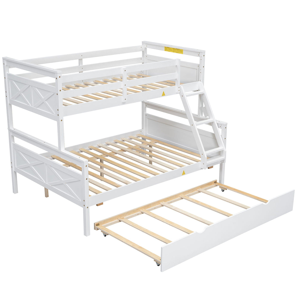 Twin Over Full Bunk Bed with Ladder and Storage Options - White or Dark Gray