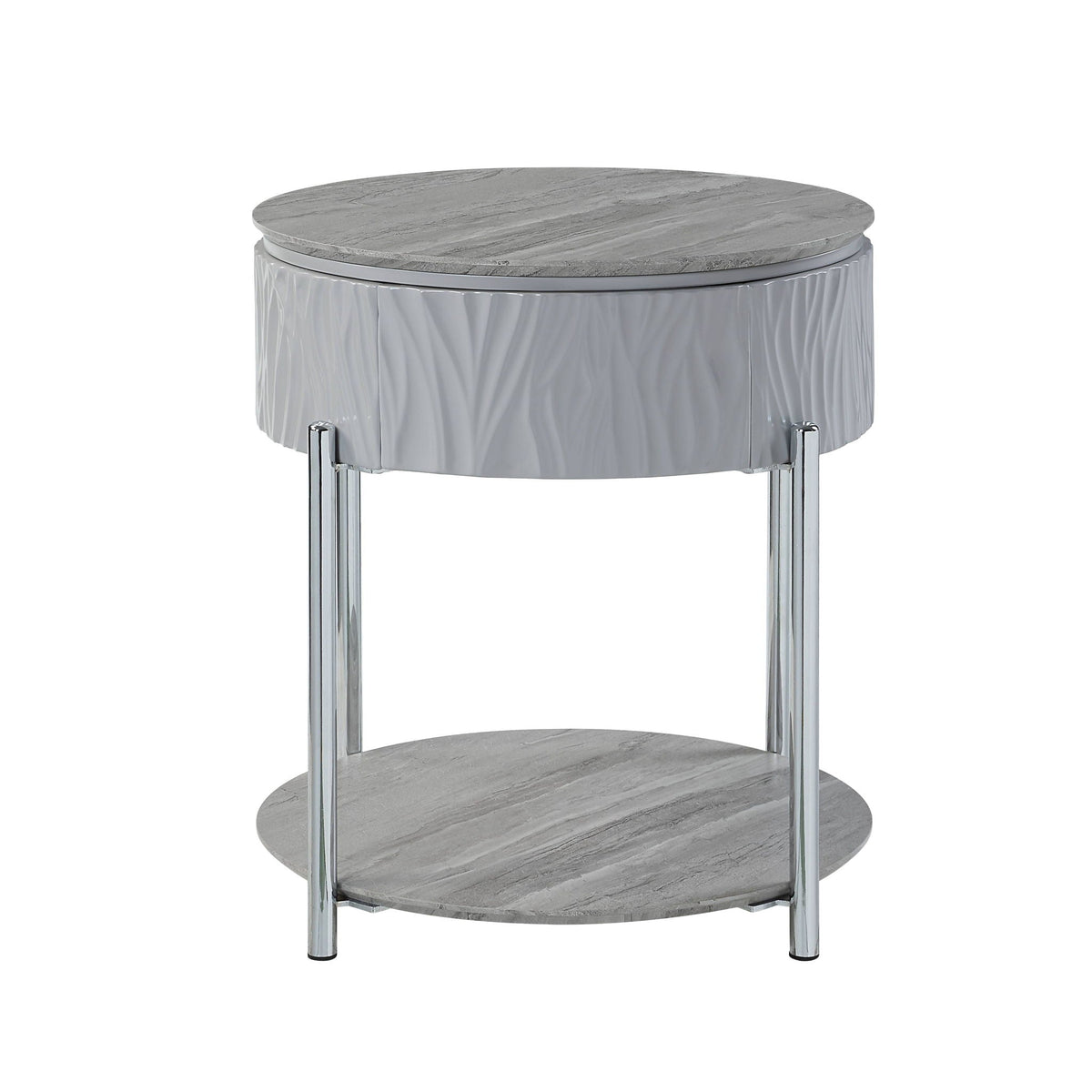 Yukino High Gloss Sofa Table with Sleek Metal Legs - Gray