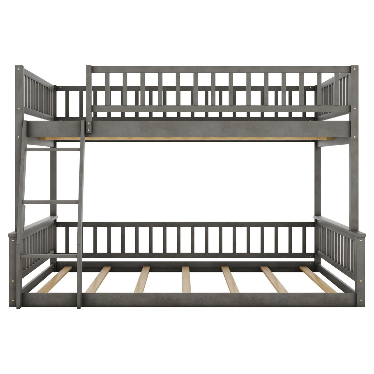 Bunk Bed With Ladder and Guardrails - Solid Pine Construction