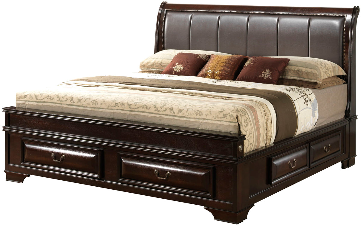 Lavita Storage Bed with Dovetailed Drawers - Light Brown or Dark Brown