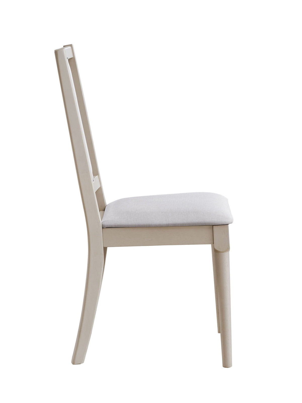 Beige Marta Side Chair Set of 2 with Fabric Upholstery - Natural Wood