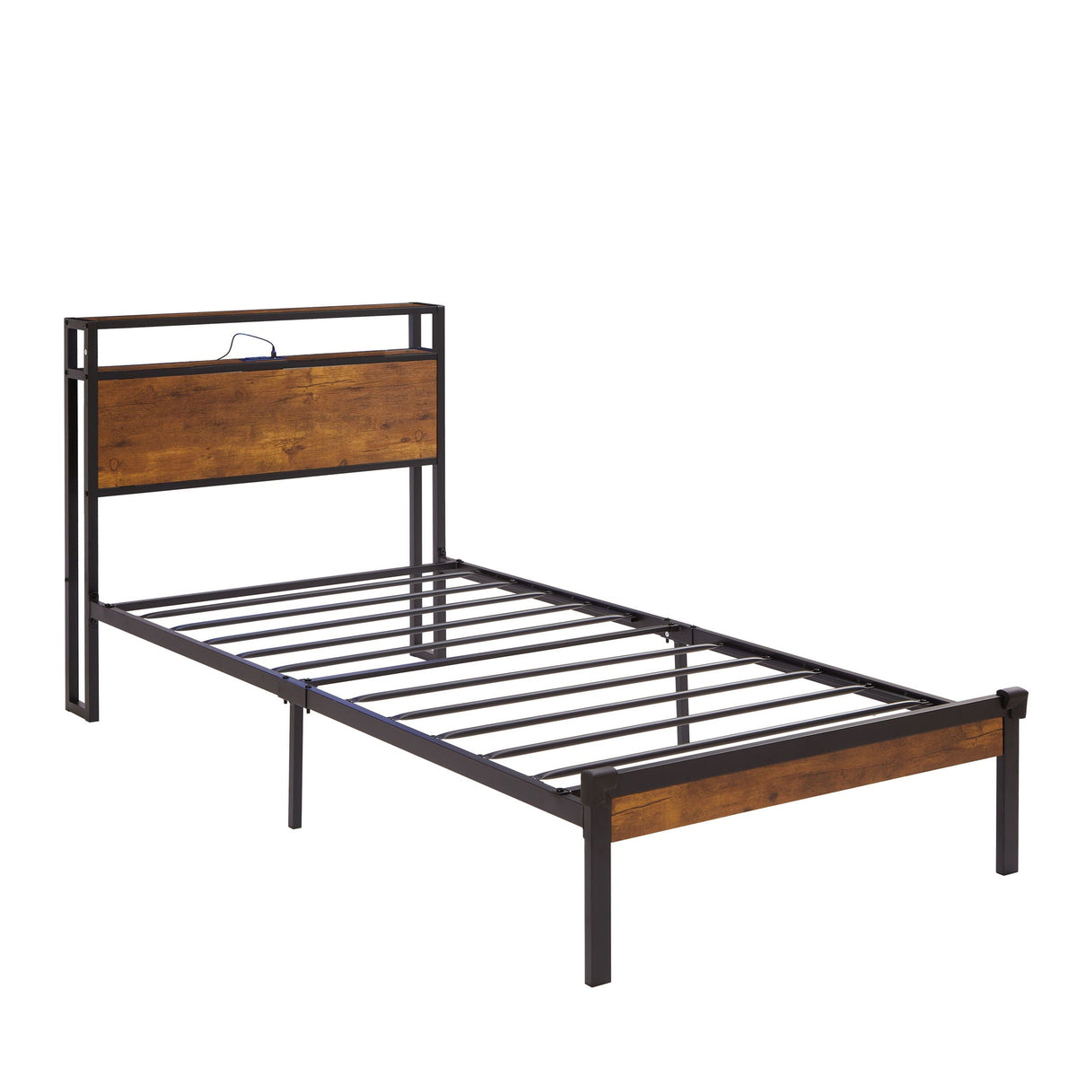 Platform Bed Frame With Wooden Headboard And Footboard