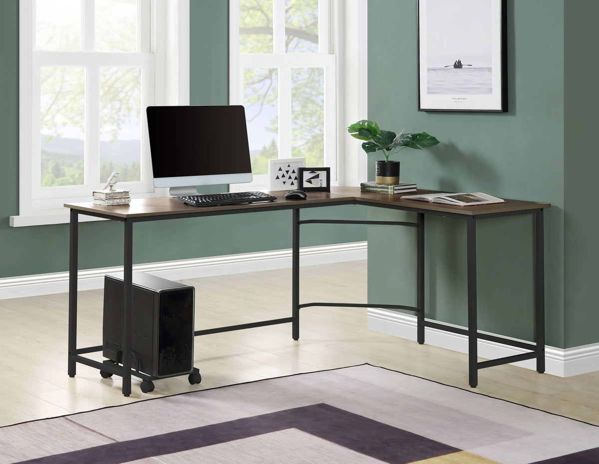 Bambina Computer Desk L-Shape Corner Desk with Metal Frame - Gray or Dark Brown