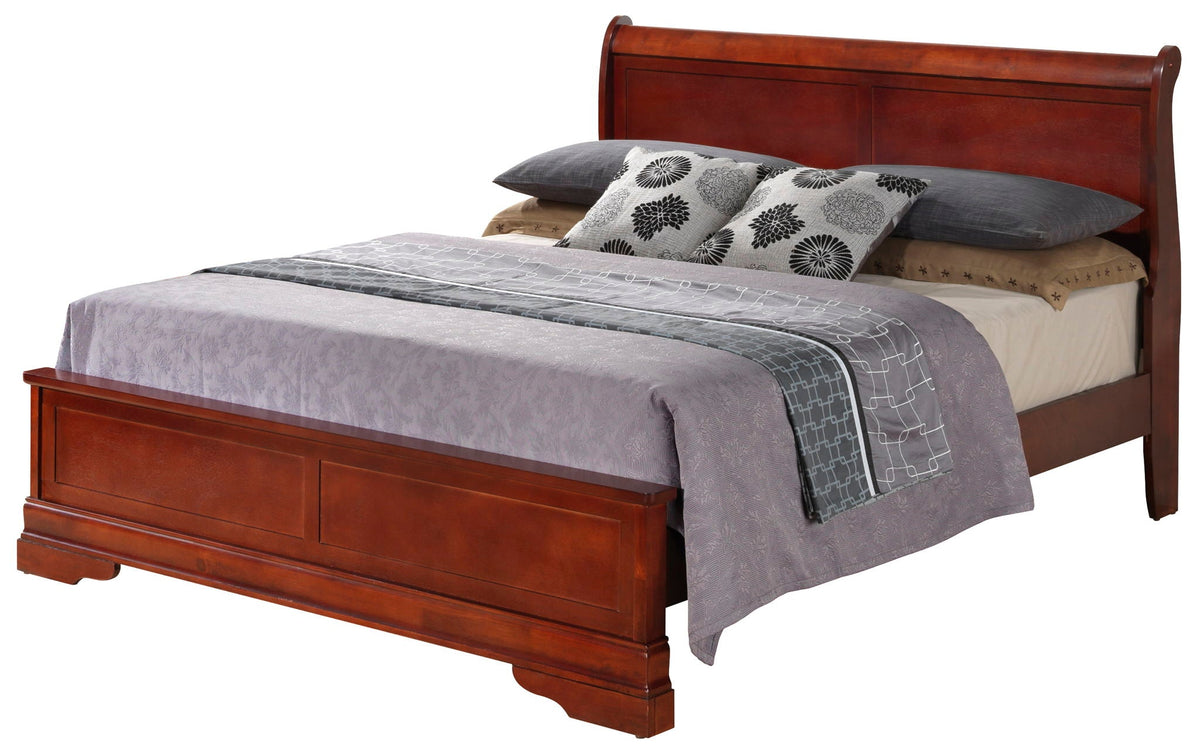 Sleigh Bed with Low Footboard - Real Wood Veneers, Multiple Colors