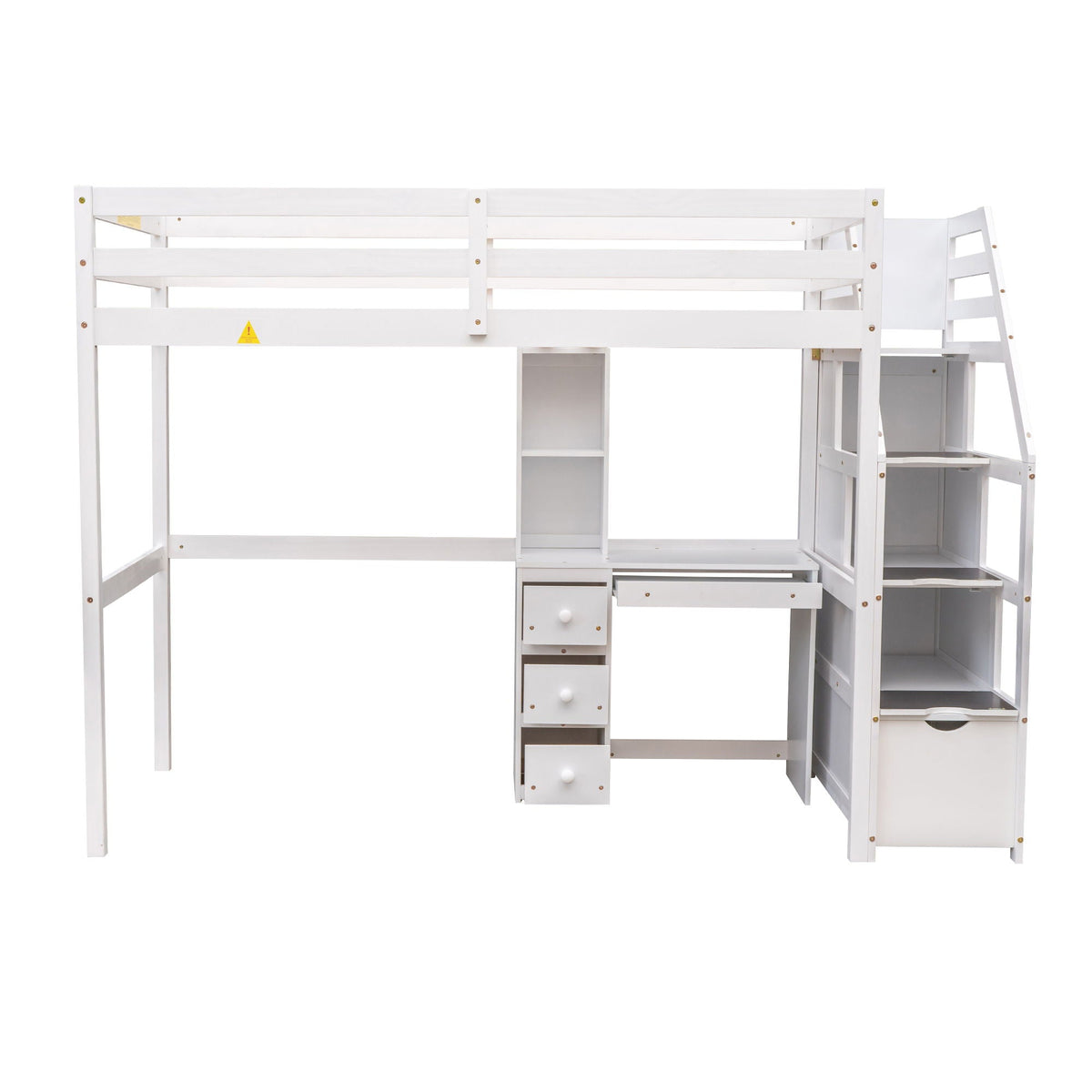 Storage Loft Bed with Stand Alone Bed and Desk - Twin Size