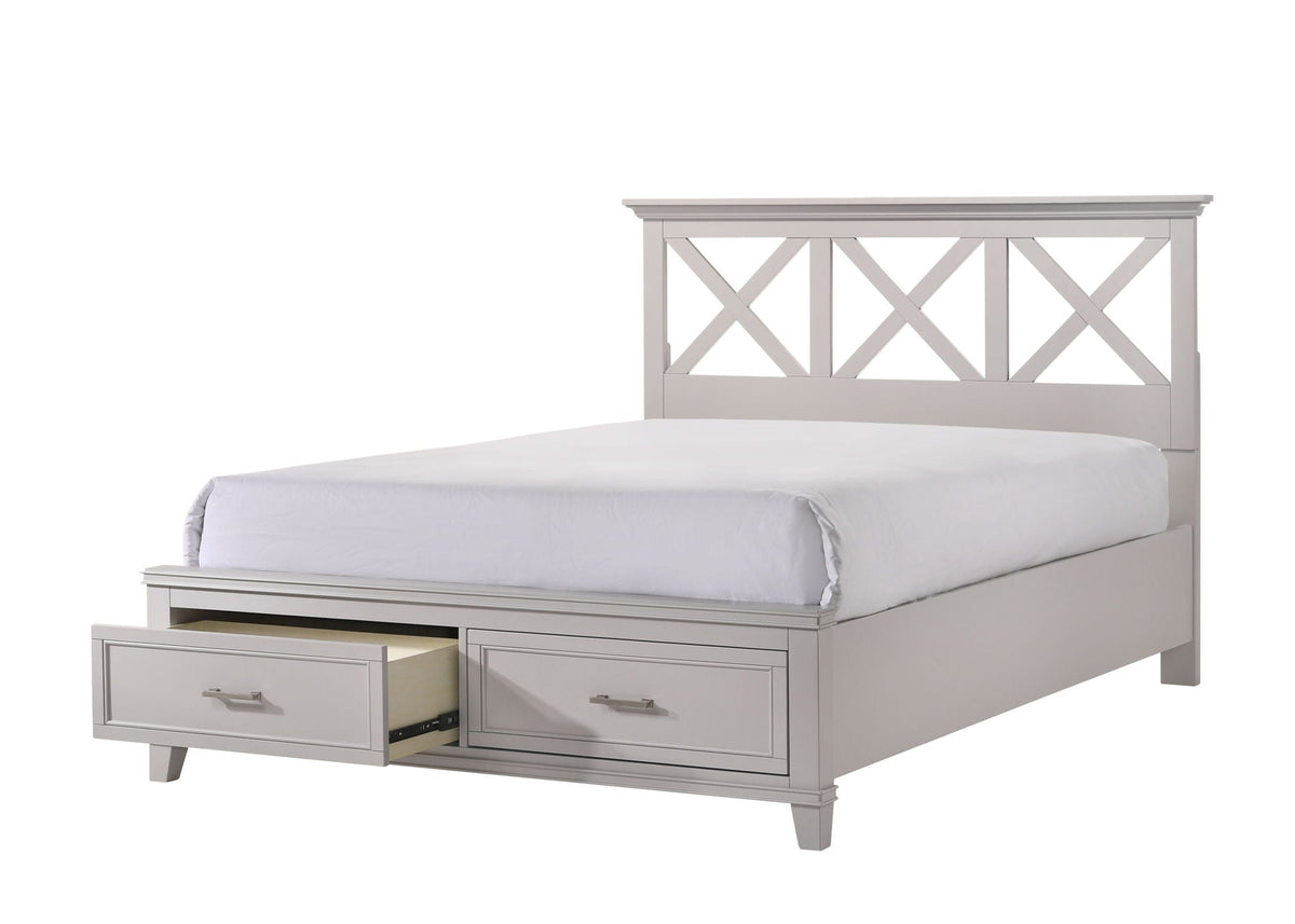 Ample Storage Bed with X Headboard - White, Gray, or Dark Brown
