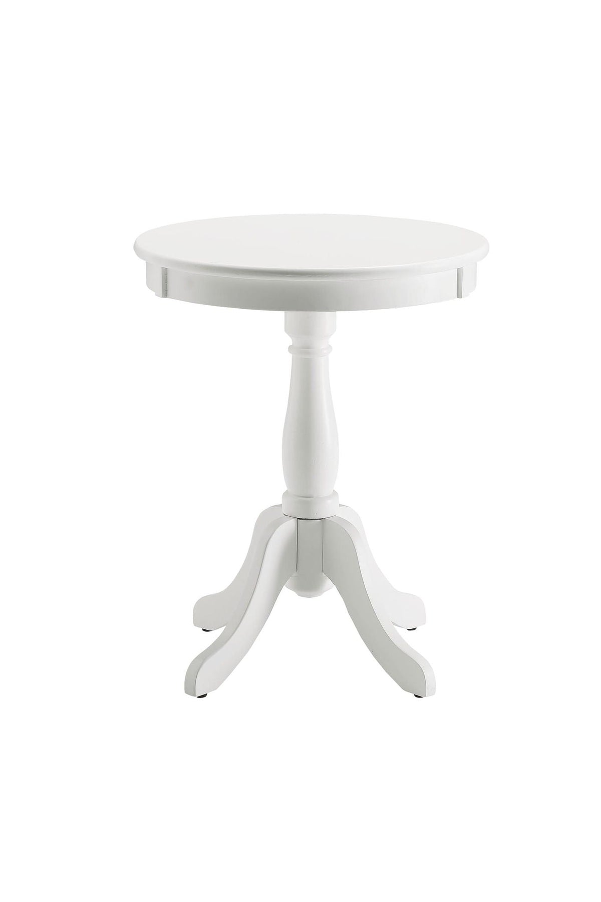 White Wooden Accent Table with Turned Pedestal - Alger