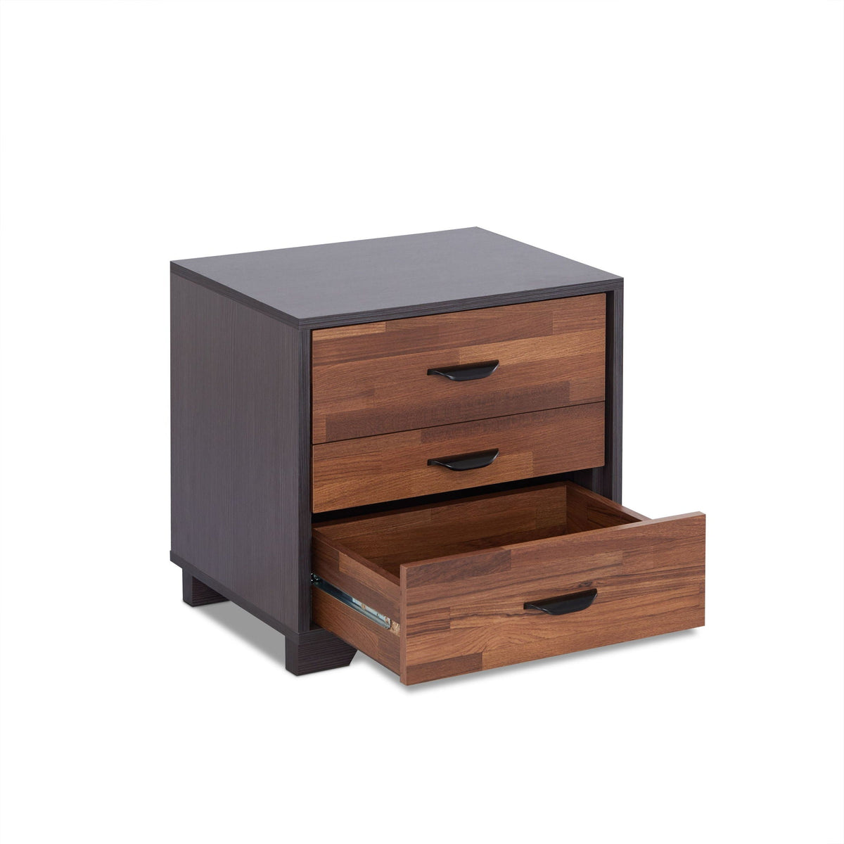 Walnut Espresso Accent Nightstand with Three Drawers - Dark Brown