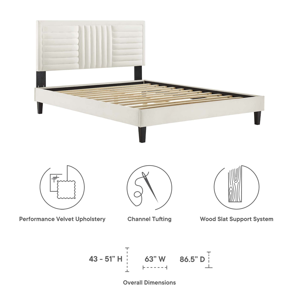 Sofia Channel Tufted Performance Velvet Full Platform Bed by Modway - MOD-7003
