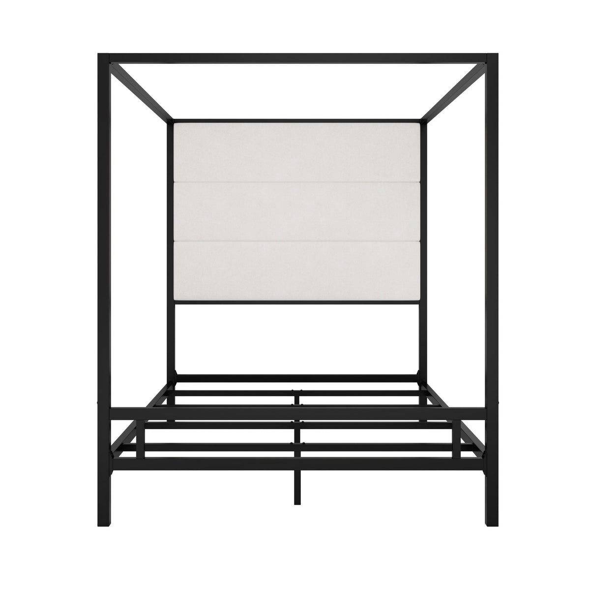 Canopy Bed With Tall Upholstered Headboard - 4 Poster Frame - Gold or Black